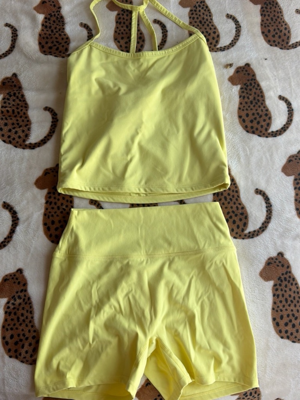 Women’s Lemon Yellow Activewear Tank Top & Bike Short Set